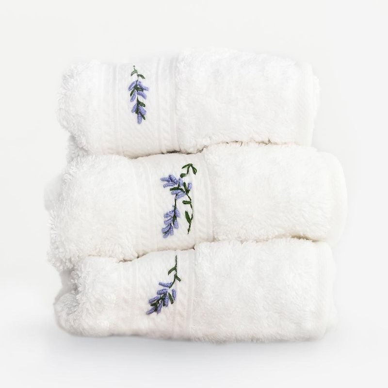 Toalla De Manos Con Flores Bordadas De Lavanda 34 x 34 Cm