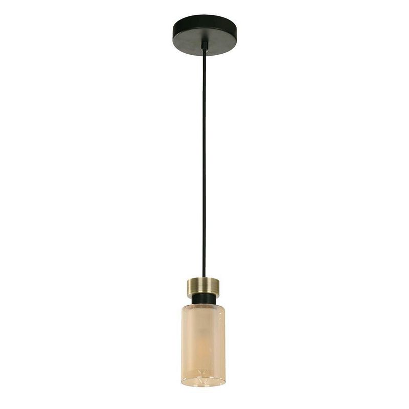 Lámpara Colgante Negra Y Bronce De 1 Luz - Z