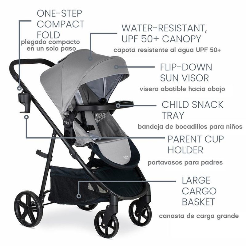 Combo De Carruaje Y Asiento De Auto Willow Brook Baby Gris - Britax