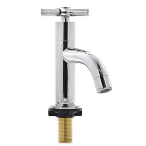 Grifo para Lavamanos Agua Fría Cuello Corto Tipo Cruz Cromo