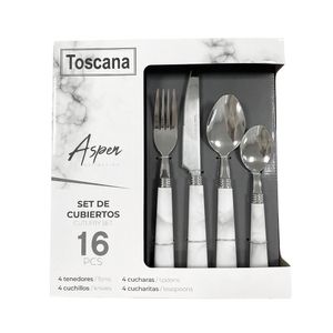 Set de Cubierto de Acero Inoxidable 16 Pzas