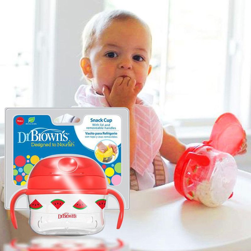 Vasito Para Snacks Con Tapa Y Asas Removibles Rojo - Dr. Browns