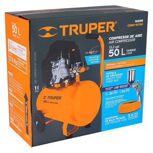 Compresor de Aire Horizontal 50 L 3.5 Hp Kit con Manguera y Pistola