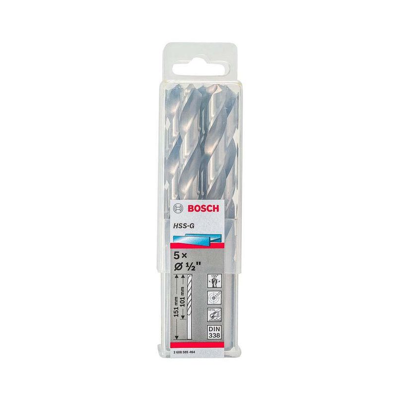 Set De 5 Brocas Para Metal HSS-G 1/2 Plg - Bosch