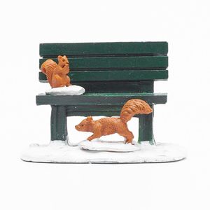 Figura Banca con Ardillas para Villa Navideña