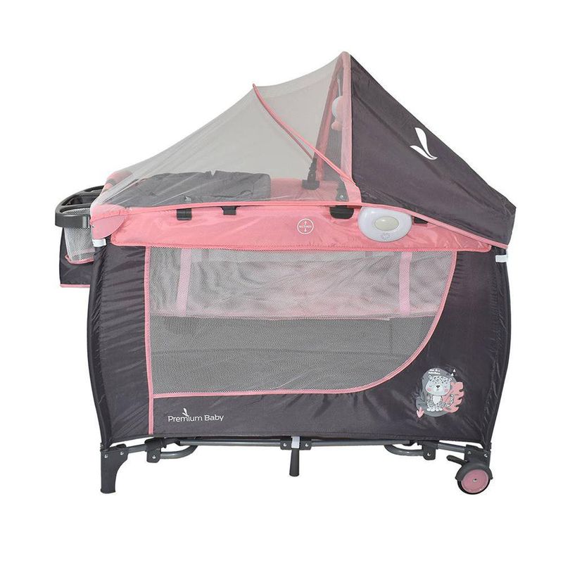 Cuna Corral Mecedora Nápoles Rosado - Premium Baby