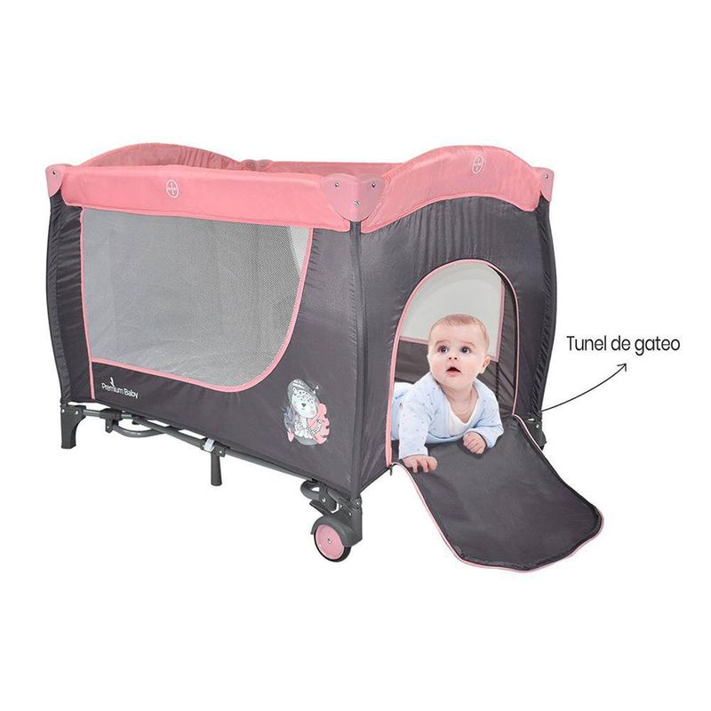 Cuna Corral Mecedora Nápoles Rosado - Premium Baby