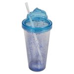Vaso con Pajilla Azul Glitter - São Bernardo