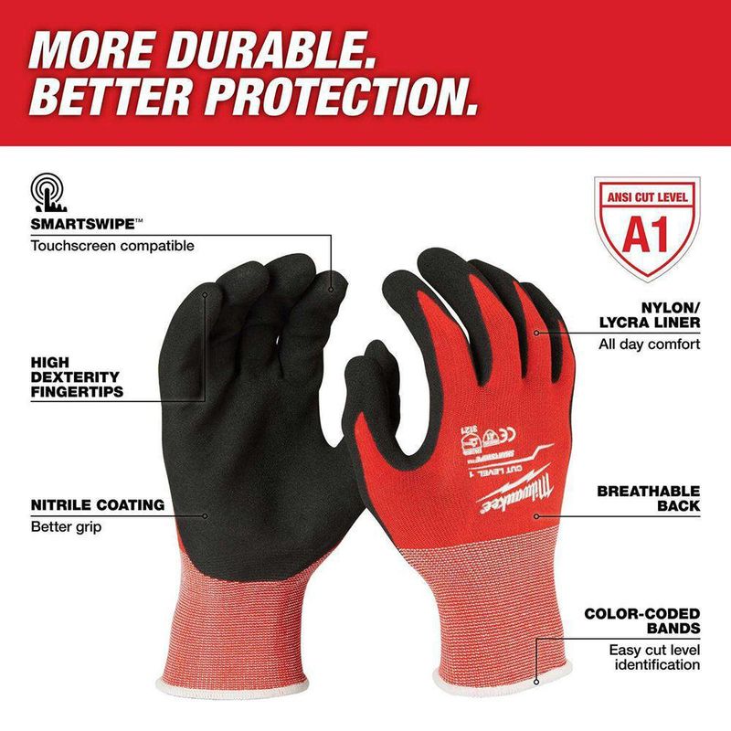 Guante Nitrilo Anticorte De Nivel 1 Talla L - Milwaukee Electric