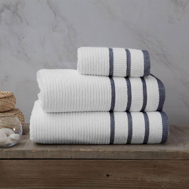 Toalla De Baño 90X150 Cm Blanco Y Gris Oscuro - Viva