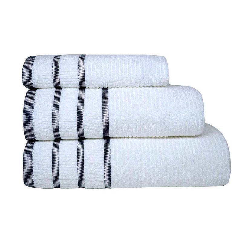 Toalla De Baño 90X150 Cm Blanco Y Gris Oscuro - Viva