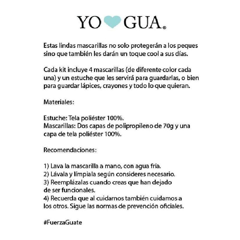 Set Estuche Y 4 Mascarillas Para Niño (8-12 Años) - Yo Amo Gua