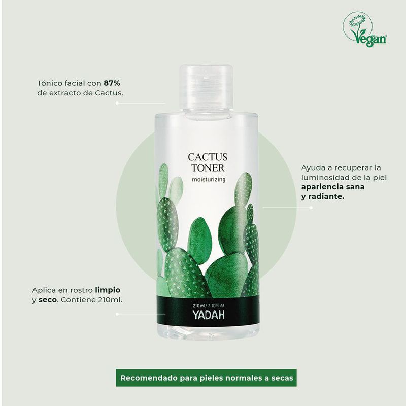 Tónico Facial Con Extracto De Cactus 210 Ml - Yadah