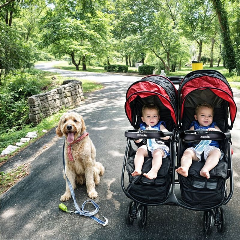 Carruaje Doble Plegable Cloud Plus Negro y Rojo