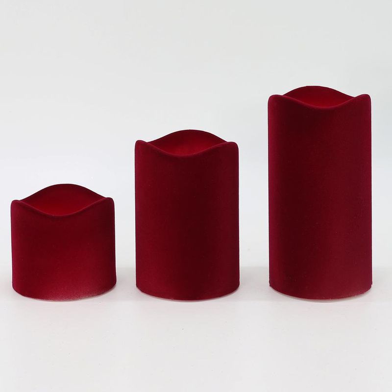 Set De 3 Velas LED Burgundy Con Mecha - Scandi