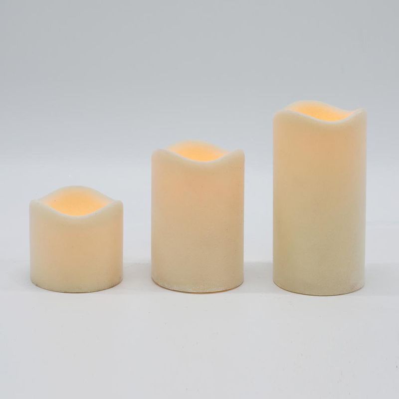 Set De 3 Velas LED Burgundy Con Mecha - Scandi