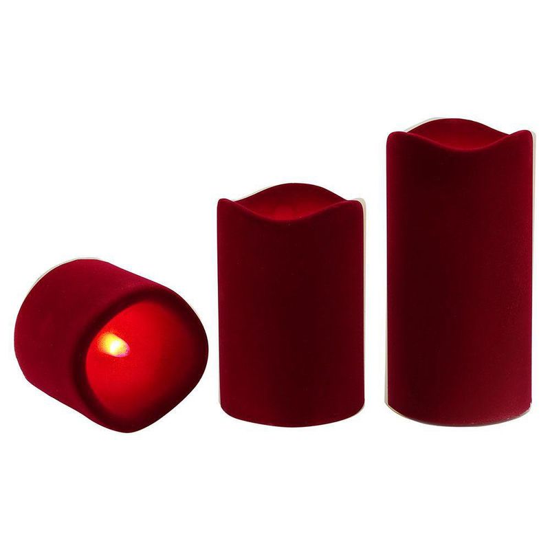Set De 3 Velas LED Burgundy Con Mecha - Scandi