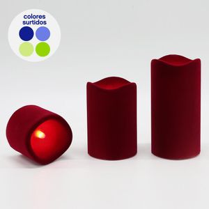 Set de 3 Velas LED Burgundy con Mecha