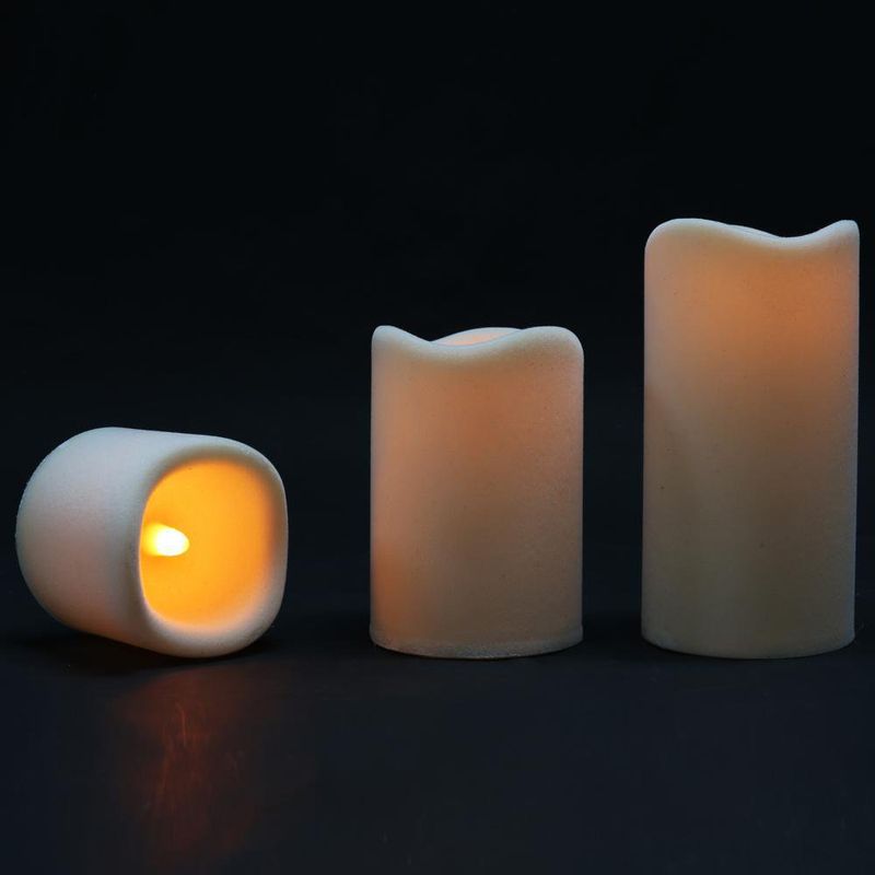 Set De 3 Velas LED Burgundy Con Mecha - Scandi
