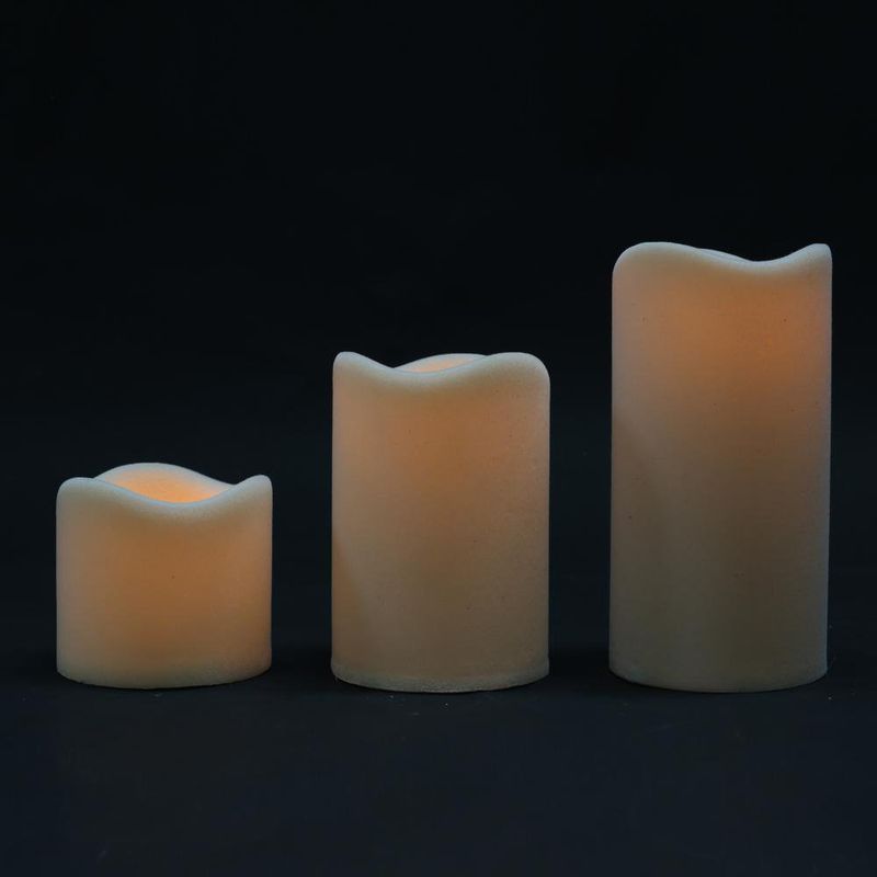 Set De 3 Velas LED Burgundy Con Mecha - Scandi