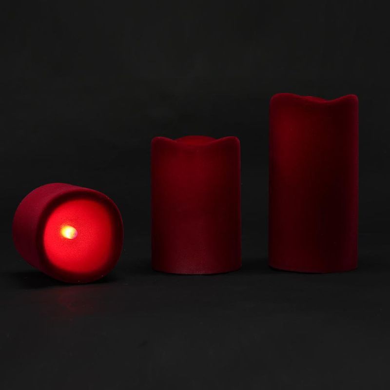 Set De 3 Velas LED Burgundy Con Mecha - Scandi