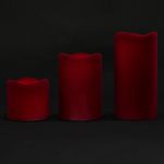 Set De 3 Velas LED Burgundy Con Mecha - Scandi