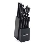 Set De Cuchillos Con Base 12 Pzas Gris - Nordika