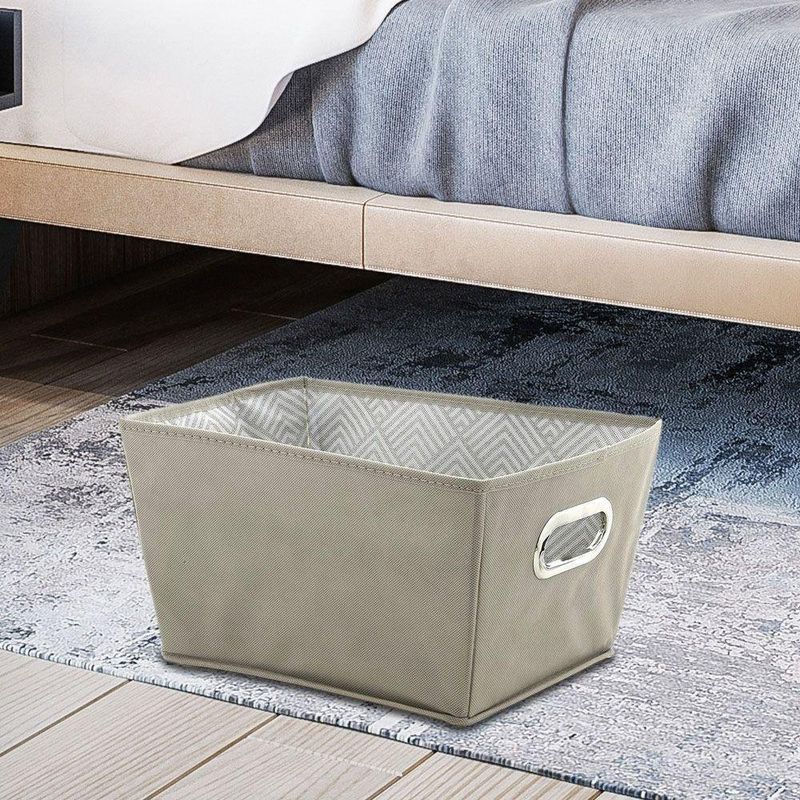 Canasta De Tela Gris Y Blanco 33 X 25.5 X19 Cm - Viva