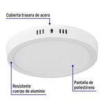 Lámpara Tipo Plafón LED Redonda Luz Cálida 18 W - Volteck