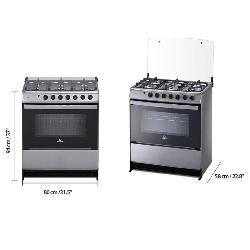 Estufa De Gas 6 Hornillas Con Horno Gris 32 Plg  - Indurama