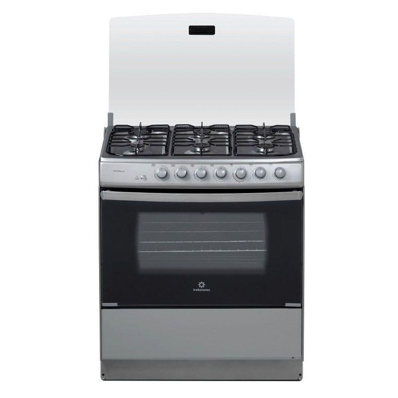 Estufa De Gas 6 Hornillas Con Horno Gris 32 Plg  - Indurama