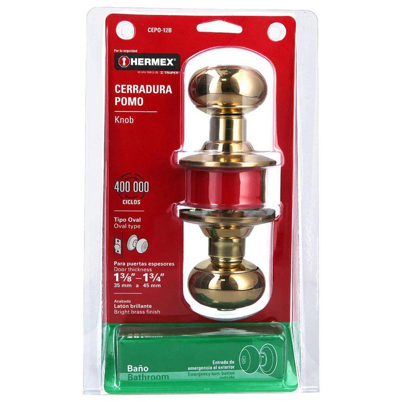 Cerradura Tipo Oval Para Baño Latón Brillante - Hermex
