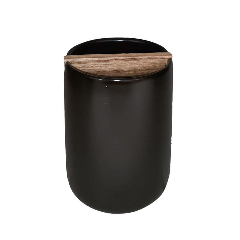Porta Cepillos Eco Vanity Negro y Café - Interdesign