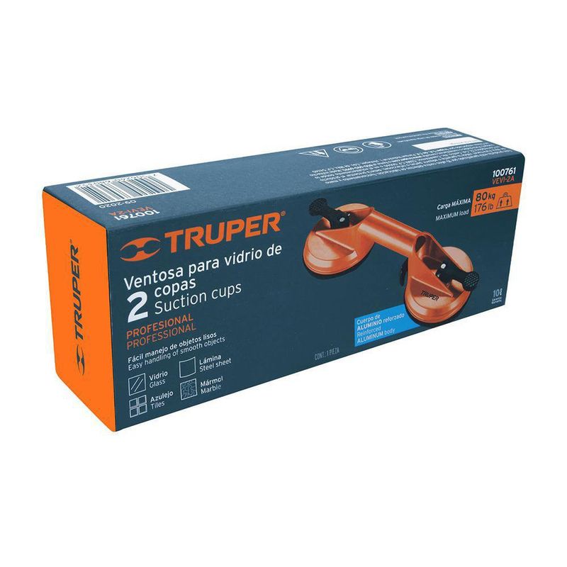 Ventosa De Aluminio Para Vidrio 2 Cabezales De Succión - Truper