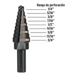 Broca con 9 Escalones con Acabado Óxido Negro de 1/4 a 3/4 plg