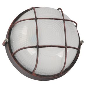 Lámpara Para Pared Exterior Café Óxido Redonda 60 W - Zlumini