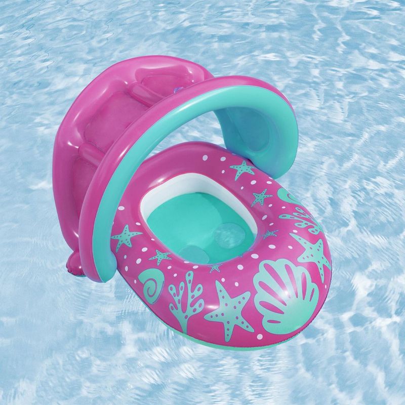 Flotador Inflable para Bebé con Sombrilla y Asiento Seguro Colores Surtidos