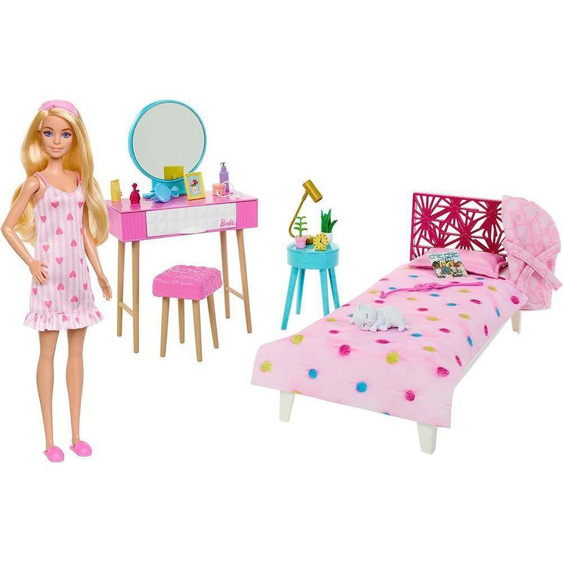 Set De Muñeca Y Habitación 15 Accesorios - Barbie