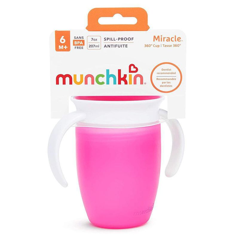 Vaso Entrenador Con Tapa Y Asas Miracle 360˚ Rosado - Munchkin