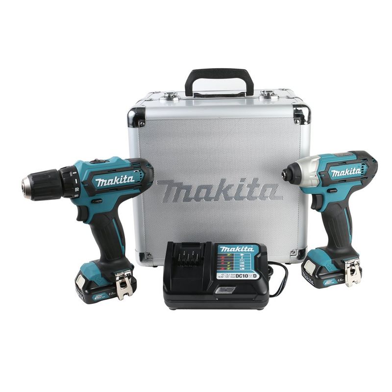 Kit Taladro 3/8 Plg Y Atornilladora Impacto 12 V Inalámbrico - Makita