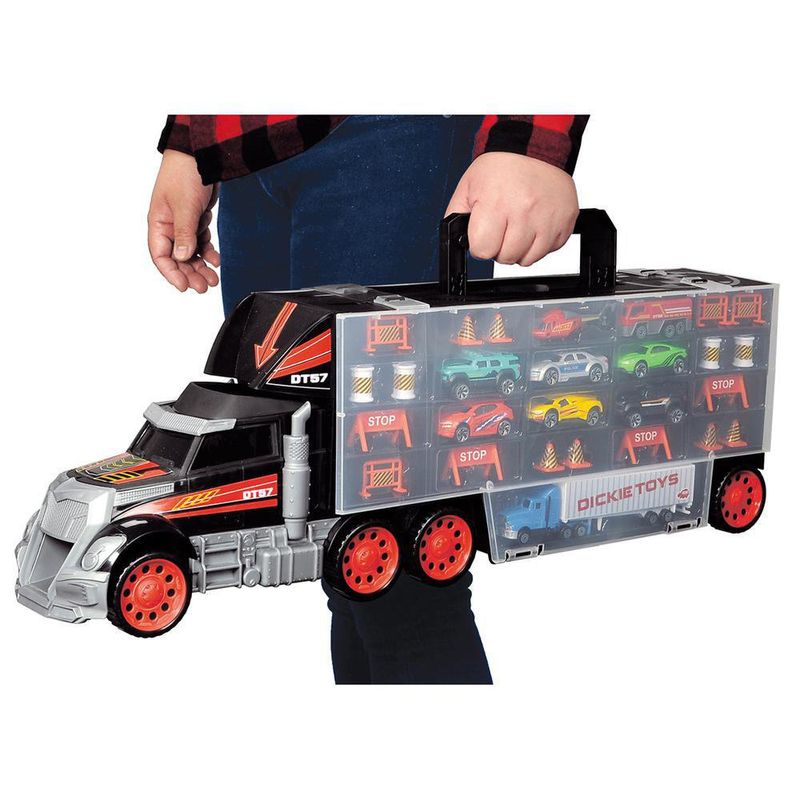 Camión Transportador De Vehículos Negro Con Rojo 62 Cm - Dickie Toys