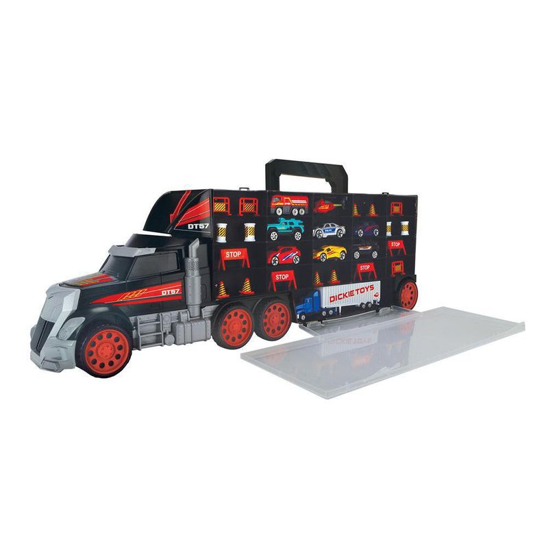Camión Transportador De Vehículos Negro Con Rojo 62 Cm - Dickie Toys