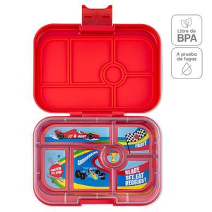 Lonchera Infantil Yumbox con Compartimentos Diseño Autos Color Rojo