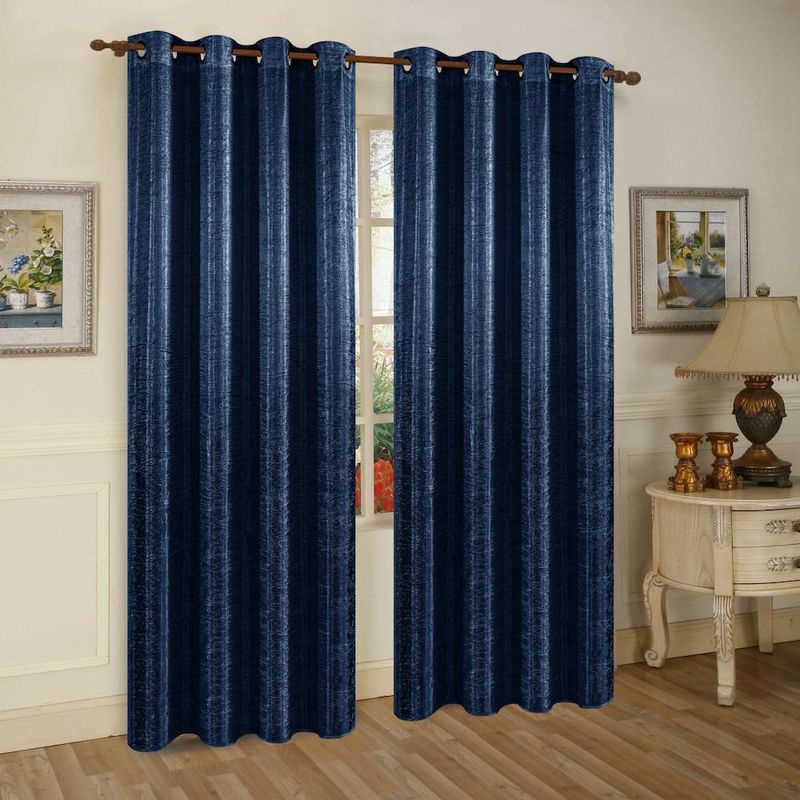 Cortina Color Azul Diseño Corrugado De 135X240 Cm - Viva