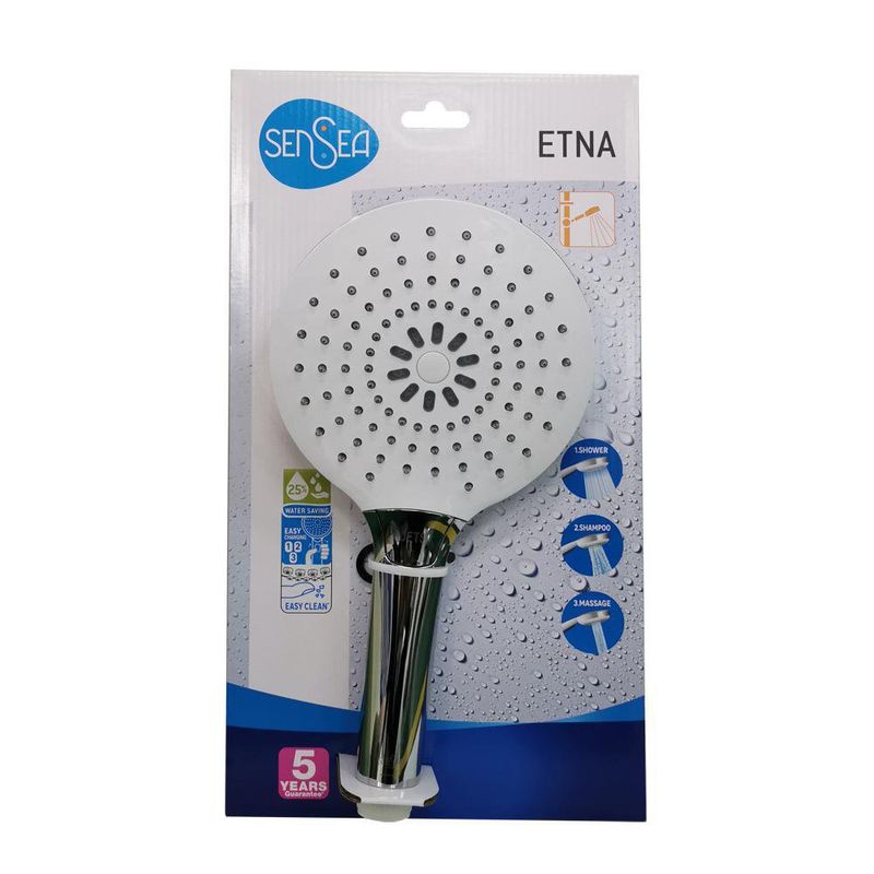 Cabeza De Ducha Redonda Cromado Con Blanco 3 Funciones - Sensea