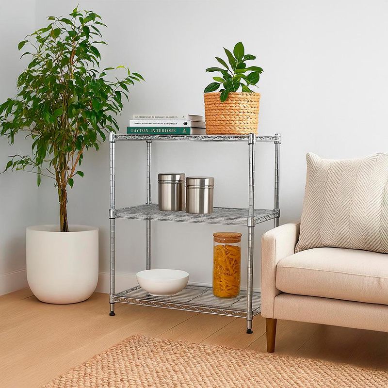 Estantería Metálica Mediana Cromada 3 Niveles