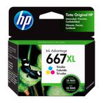 Cartucho De Tinta Tricolor Para Impresora 667 XL Ink Advantage - Hp