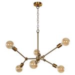 Lámpara Colgante Lussuosa Bronce Dorado De 6 Luces - Zlumini