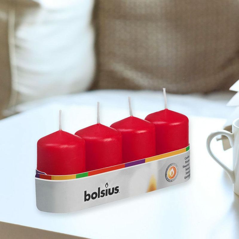 Set De Vela Pillar Rojo 4 Pzas - Bolsius
