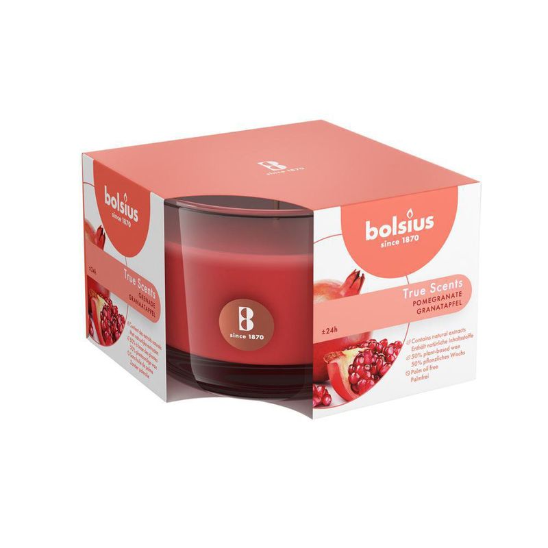 Vela En Frasco De Vidrio Roja Pomegranate - Bolsius
